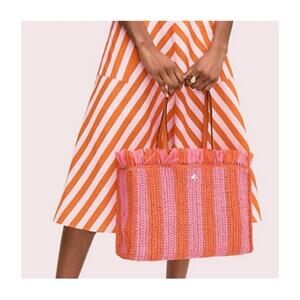 Kate Spade Sam Stripe Straw Tote